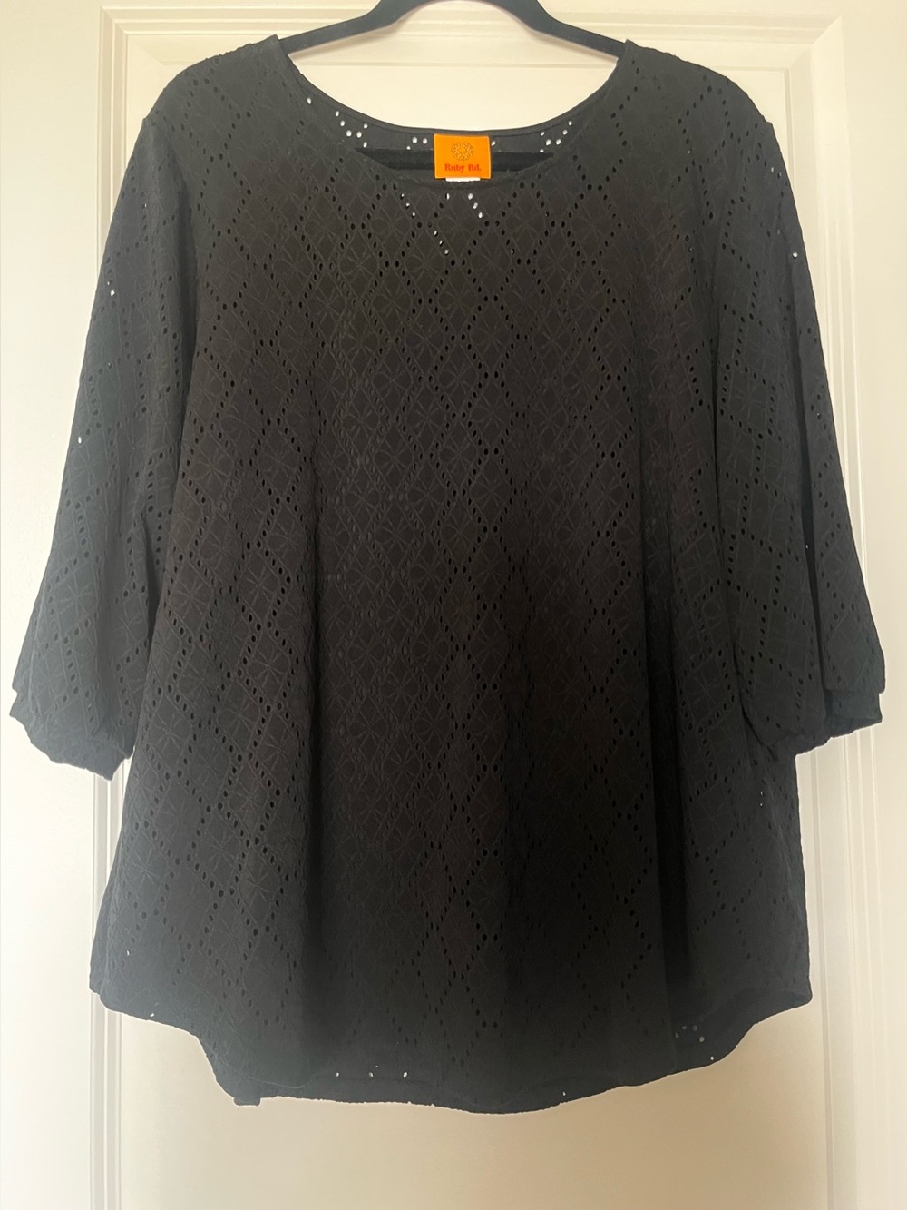 Ruby Rd. Black Diamond Eyelet Scoop-Neck Tunic XL